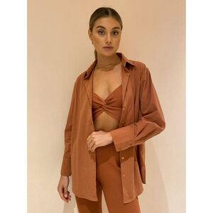 Women's Sovere Rust Button Down Shirt & Crop Top Set S